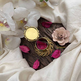 Vriksham Ornate Gold Ganesha & Floral Leaf Design Kumkum Box-Red Green-G20272